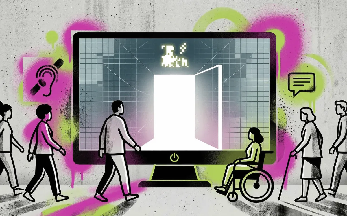 Urbane Illustration zum Thema digitale Barrierefreiheit