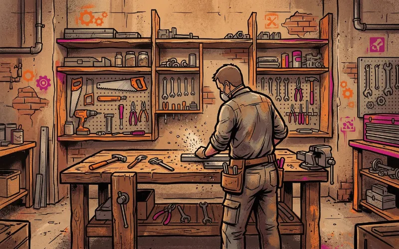 Urban-Stil-Illustration eines Handwerksbetriebs